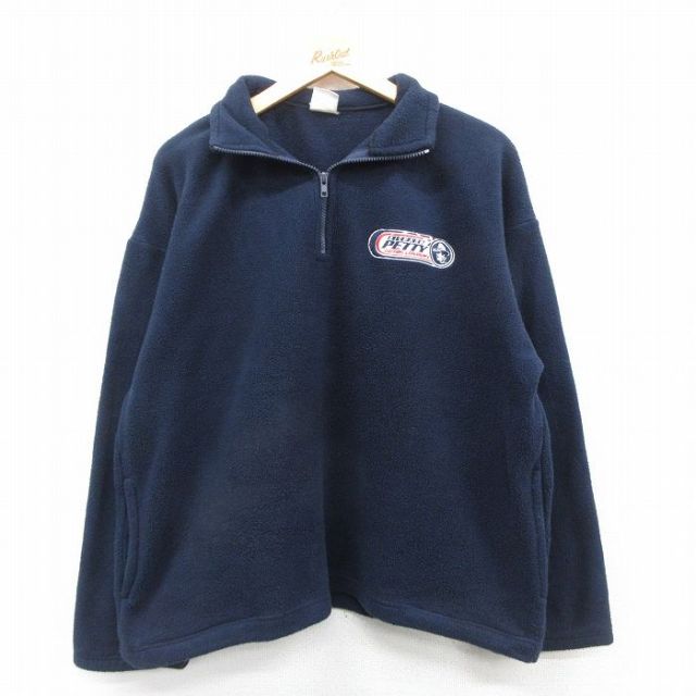 L★古着 長袖 ハーフジップ フリース ジャケット メンズ 90年代 90s リチャードペティ USA製 紺 ネイビー 25oct04 中古 アウター