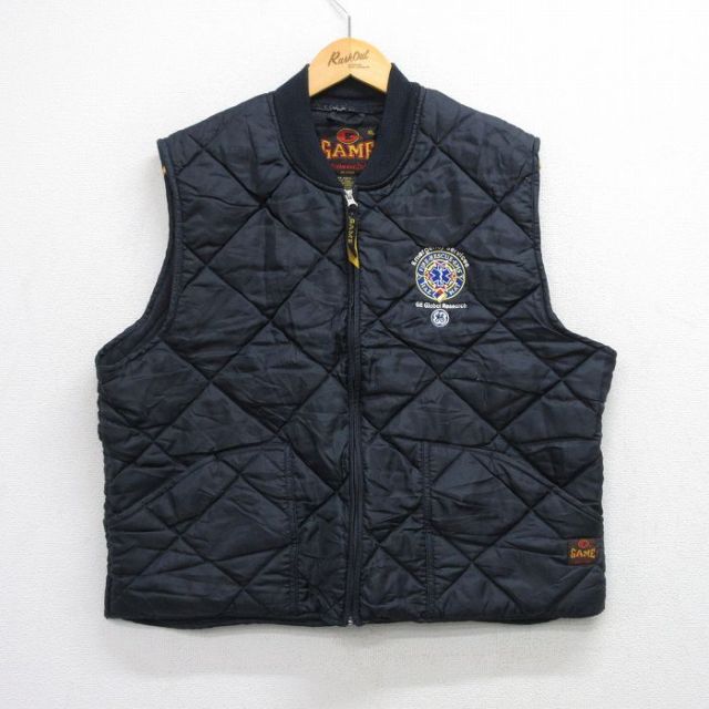 L★古着 キルティング ベスト メンズ General Electric レスキュー 紺 ネイビー 25oct07 中古 アウター