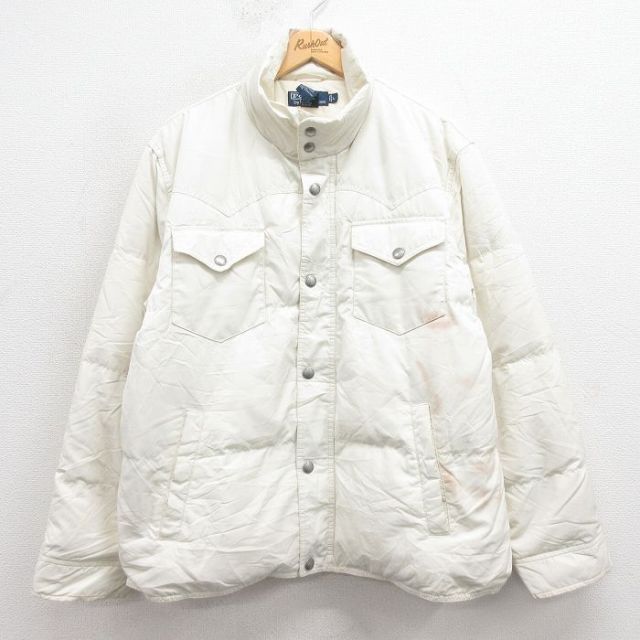 【20%OFF】L★古着 ラルフローレン Ralph Lauren 長袖 ブランド ダウン ジャケット メンズ 90年代 90s 白 ホワイト 25oct09 中古 アウター