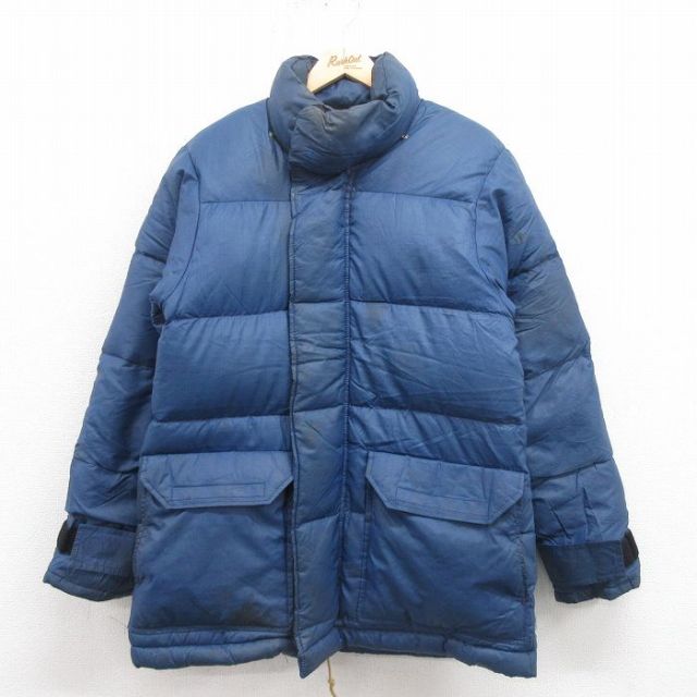 M★古着 ノースフェイス THE NORTH FACE 長袖 ビンテージ ダウン ジャケット メンズ 70年代 70s リップストップ 紺 ネイビー 【spe】 25oct09 中古 アウター