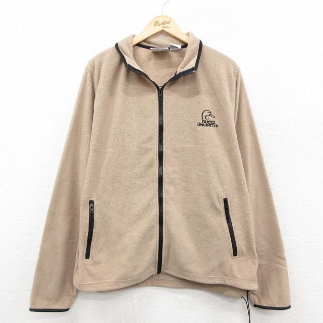 【50%OFF】XL★古着 長袖 フリース ジャケット メンズ DUCKS UNLIMITED ベージュ カーキ 25oct11 中古 アウター