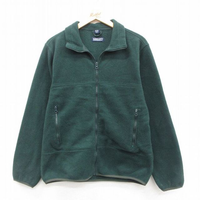 S★古着 ランズエンド 長袖 フリース ジャケット メンズ 00年代 00s 緑 グリーン 25oct11 中古 アウター