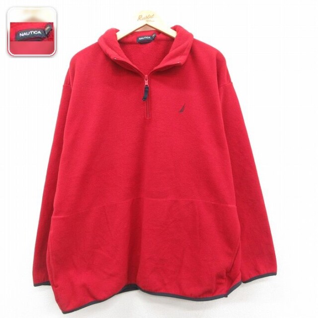 ノーティカ ハーフジップフリースジャケット ワンポイントロゴ レッド XL | 古着