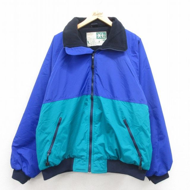 XL★古着 Wear Guard 長袖 ナイロン ジャケット メンズ 00年代 00s ラグラン 青他 ブルー 内側フリース 25oct15 中古 アウター