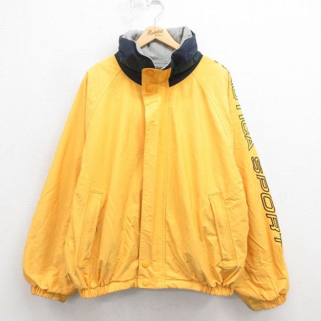 XL★古着 ノーティカ NAUTICA 長袖 ジャケット メンズ 90年代 90s リバーシブル 大きいサイズ ラグラン 黄 イエロー 25oct15 中古 アウター