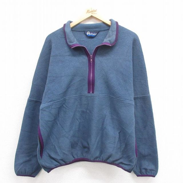 M★古着 ペンフィールド 長袖 ハーフジップ フリース ジャケット メンズ 90年代 90s USA製 薄紺 ネイビー 25oct15 中古 アウター
