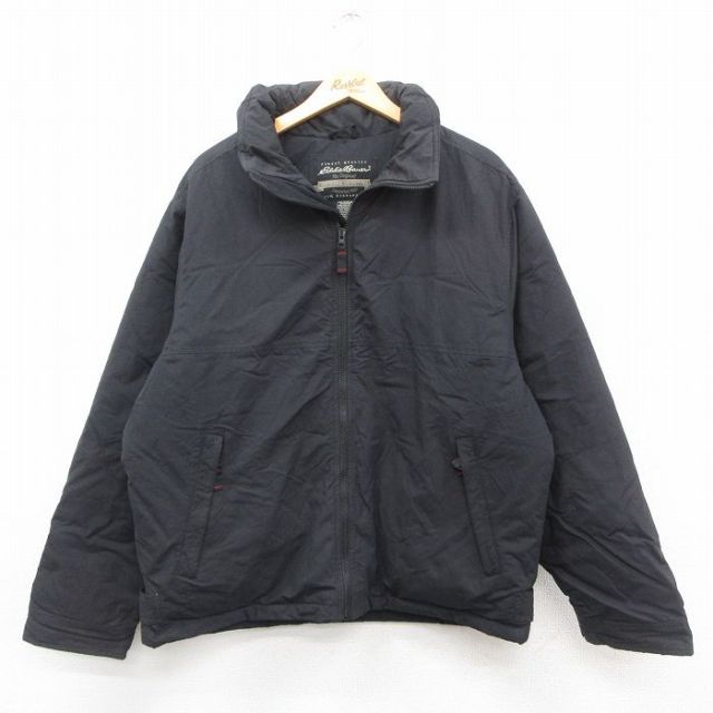 XL★古着 エディーバウアー 長袖 ナイロン ダウン ジャケット メンズ 黒 ブラック 25oct17 中古 アウター