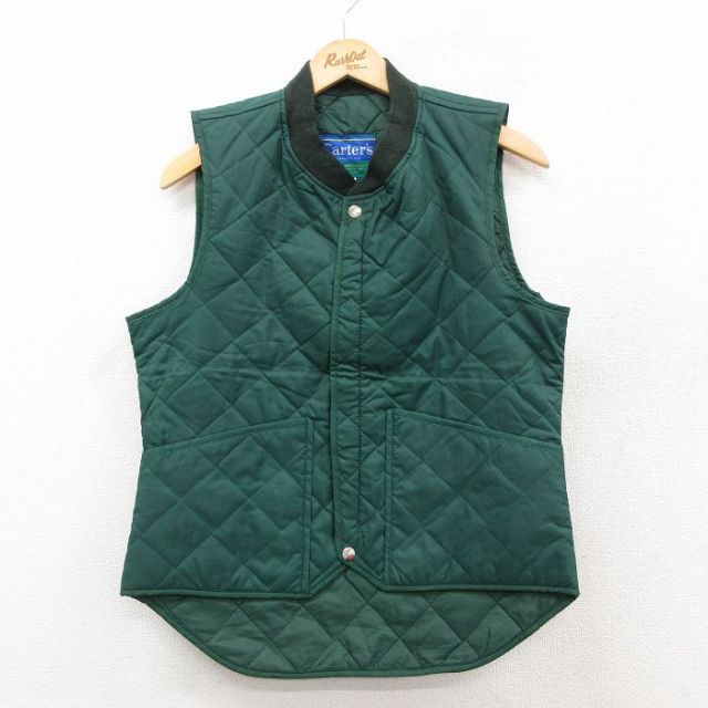 S★古着 キルティング ベスト メンズ 90年代 90s USA製 緑 グリーン 25oct17 中古 アウター