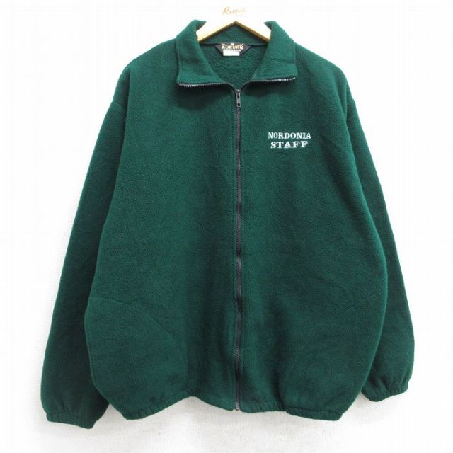 L★古着 長袖 フリース ジャケット メンズ 80年代 80s ノードニア スタッフ USA製 緑 グリーン 25oct18 中古 アウター