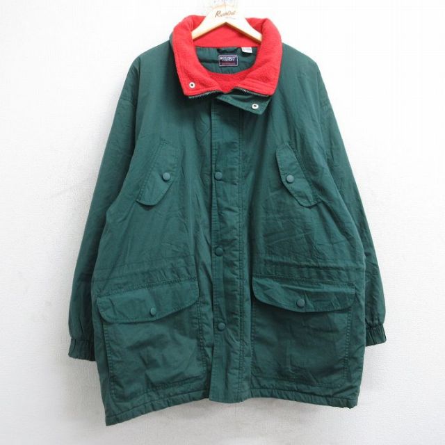 XL★古着 ビューグルボーイ 長袖 マウンテン ジャケット メンズ 90年代 90s 大きいサイズ ロング丈 緑 グリーン 内側フリース 【spe】 25oct20 中古 アウター