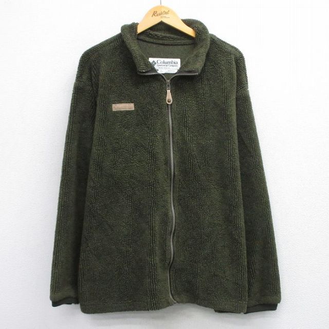 XL★古着 コロンビア COLUMBIA 長袖 フリース ジャケット メンズ 00年代 00s USA製 濃緑 グリーン 迷彩他 25oct24 中古 アウター