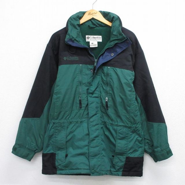 L★古着 コロンビア COLUMBIA 長袖 ナイロン マウンテン ジャケット メンズ 00年代 00s ワンポイントロゴ 緑他 グリーン 内側フリース 【spe】 25oct24 中古 アウター