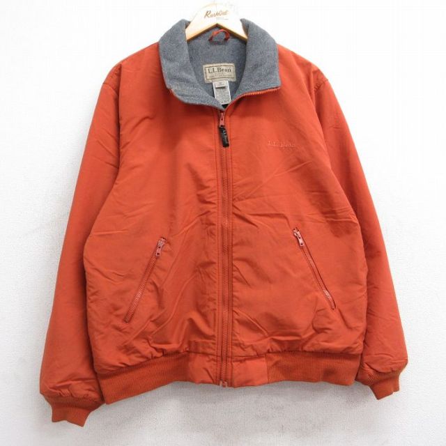 L★古着 エルエルビーン LLBEAN 長袖 ナイロン ジャケット メンズ 00年代 00s ワンポイントロゴ オレンジ系 内側フリース 25oct25 中古 アウター