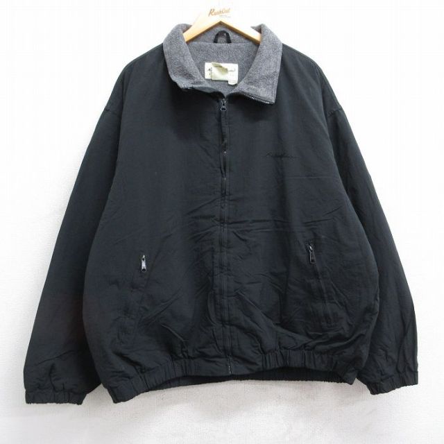 XL★古着 エディーバウアー 長袖 ナイロン ジャケット メンズ 00年代 00s 大きいサイズ 黒 ブラック 内側フリース 25oct25 中古 アウター