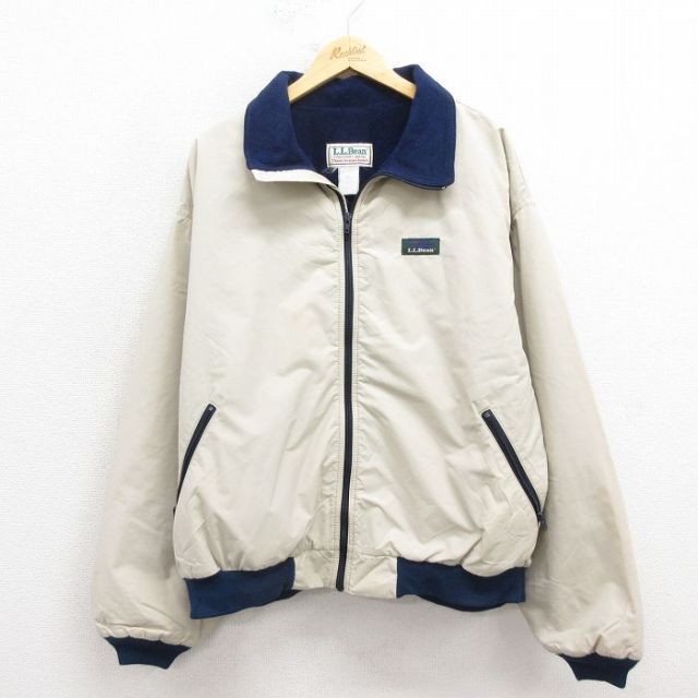XL★古着 エルエルビーン LLBEAN 長袖 ジャケット メンズ 90年代 90s 大きいサイズ 薄ベージュ カーキ 内側フリース 【spe】 25oct28 中古 アウター