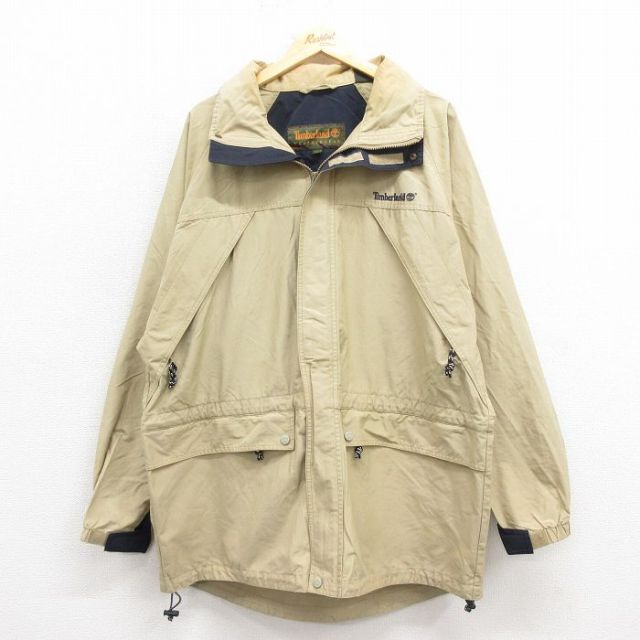 XL★古着 ティンバーランド 長袖 ジャケット メンズ 90年代 90s ロクヨンクロス 大きいサイズ 薄ベージュ カーキ 25oct28 中古 アウター