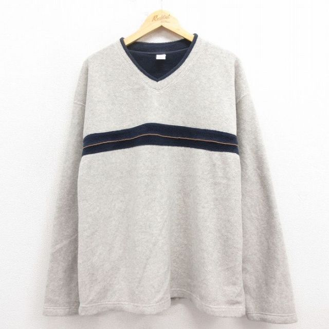 M★古着 ギャップ GAP 長袖 フリース ジャケット メンズ Vネック グレー 25oct28 中古 アウター
