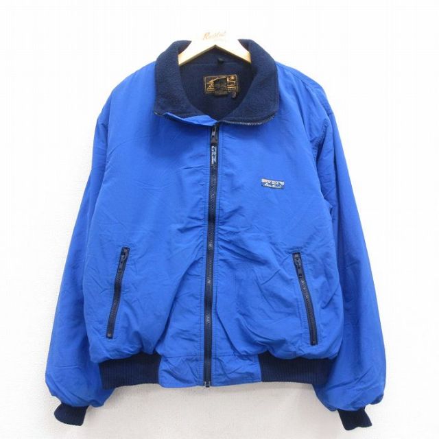 XL★古着 エディーバウアー 長袖 ナイロン ジャケット メンズ 90年代 90s USA製 青 ブルー 内側フリース 【spe】 25oct28 中古 アウター