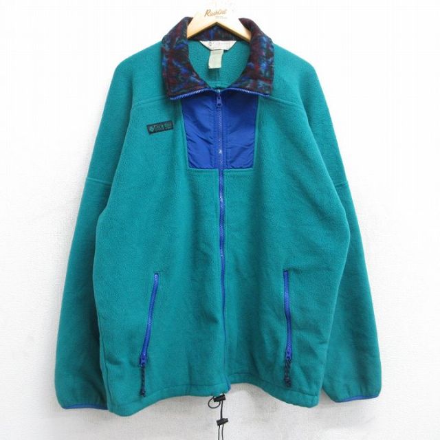 L★古着 コロンビア COLUMBIA 長袖 フリース ジャケット メンズ 90年代 90s 青緑 25oct28 中古 アウター