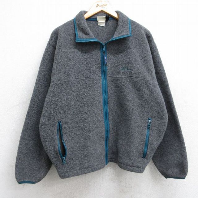 L★古着 エルエルビーン LLBEAN 長袖 フリース ジャケット メンズ 90年代 90s ワンポイントロゴ グレー 25oct28 中古 アウター