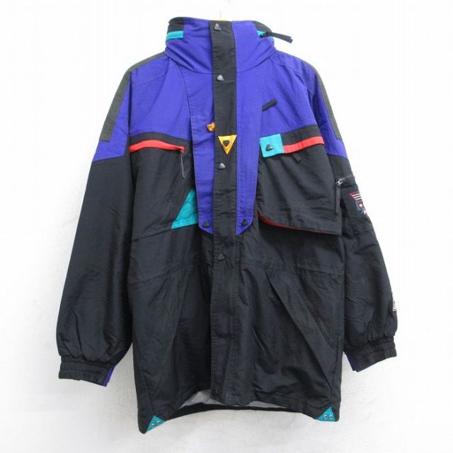 L★古着 ヘリーハンセン 長袖 ナイロン ジャケット メンズ シンサレート エキップ ロング丈 黒他 ブラック 内側メッシュ 25oct28 中古 アウター