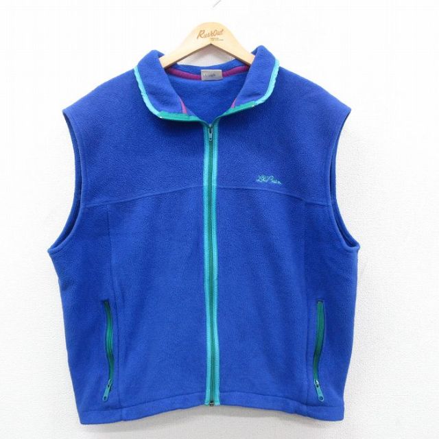 L★古着 エルエルビーン LLBEAN フリース ベスト メンズ 90年代 90s ワンポイントロゴ 青他 ブルー 25oct27 中古 アウター