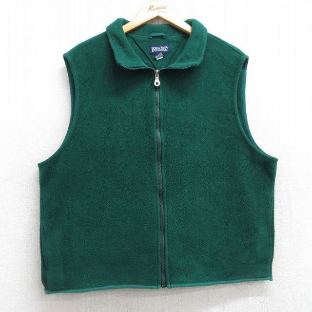 M★古着 ランズエンド フリース ベスト メンズ 00年代 00s 緑 グリーン 25nov04 中古 アウター