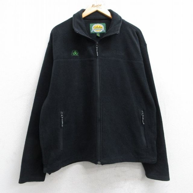 L★古着 カベラス 長袖 フリース ジャケット メンズ 00年代 00s ワンポイントロゴ 黒 ブラック 25nov04 中古 アウター
