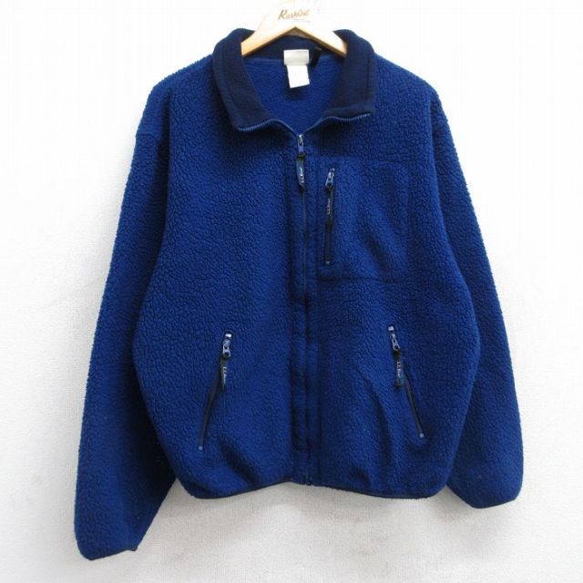 M★古着 エルエルビーン LLBEAN 長袖 フリース ジャケット メンズ 80年代 80s 紺 ネイビー 25nov04 中古 アウター