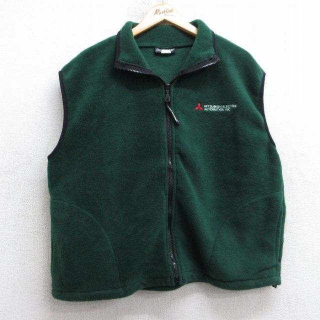 【20%OFF】L★古着 フリース ベスト メンズ 90年代 90s 三菱 USA製 緑 25nov13
