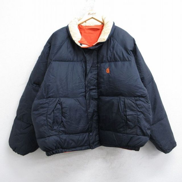 【50%OFF】ノーティカ 90s ダウンジャケット ワンポイントロゴ ネイビー XL | 古着