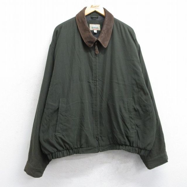 XL★古着 レッドヘッド 長袖 ジャケット メンズ 00年代 00s 襟スエード 大きいサイズ 濃緑 内側フリース 25nov14