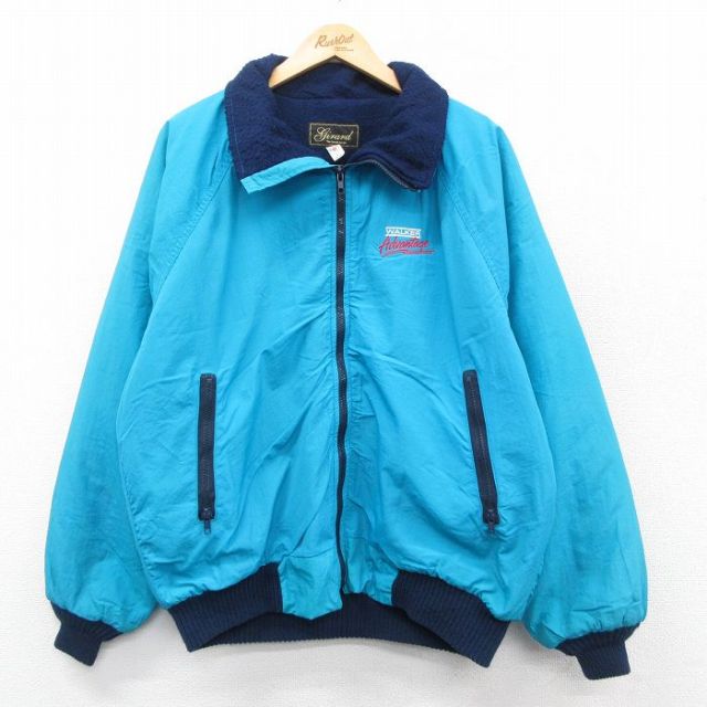 XL★古着 長袖 ジャケット メンズ 80年代 80s WALKER Advantage ラグラン USA製 水色 内側フリース 25nov14