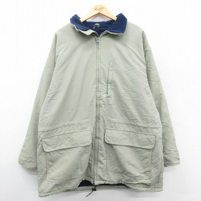 【50%OFF】ランズエンド 90s ナイロンジャケット 内側フリース ベージュ XL | 古着