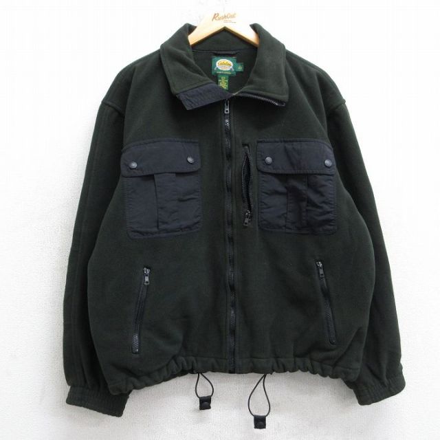 XL★古着 カベラス 長袖 フリース ジャケット メンズ 00年代 00s カナダ製 濃緑他 25nov20