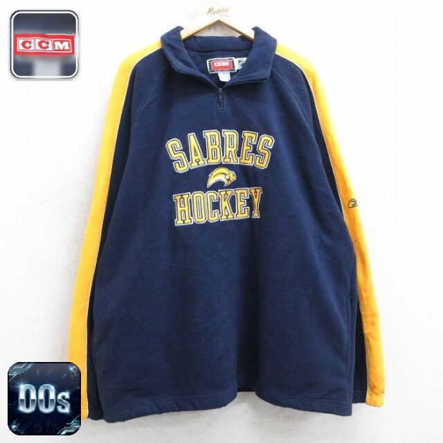 【50%OFF】00s ハーフジップフリースジャケット バッファローセイバーズ ネイビー XL | 古着