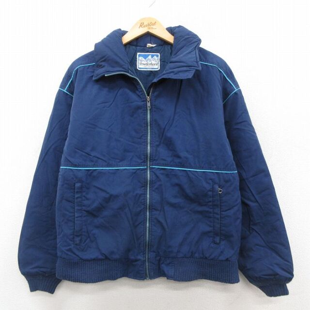 M★古着 powderhorn 長袖 ナイロン ジャケット メンズ 90年代 90s USA製 紺 25nov21