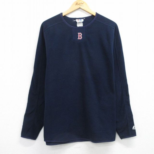 【50%OFF】マジェスティック 00s ラグランフリース MLBボストンレッドソックス ネイビー L | 古着