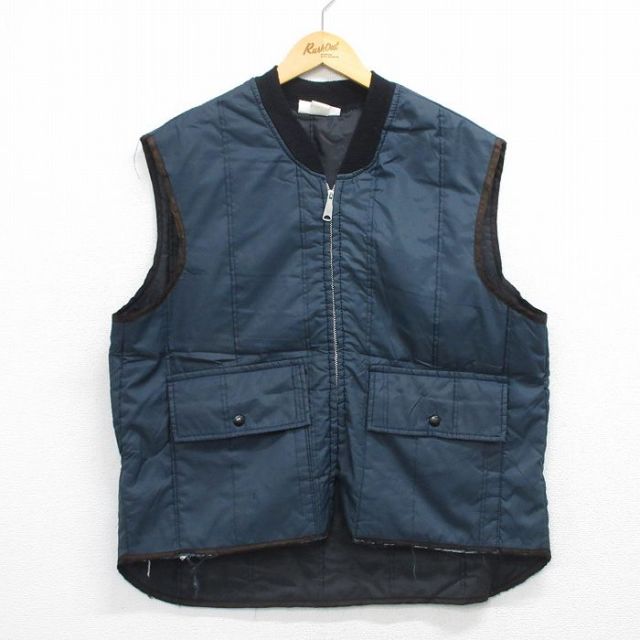 L★古着 ナイロン ベスト メンズ 80年代 80s USA製 紺 25nov26