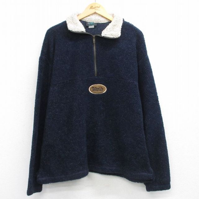 【50%OFF】テルユライド 90s ハーフジップフリースジャケット ネイビー L | 古着