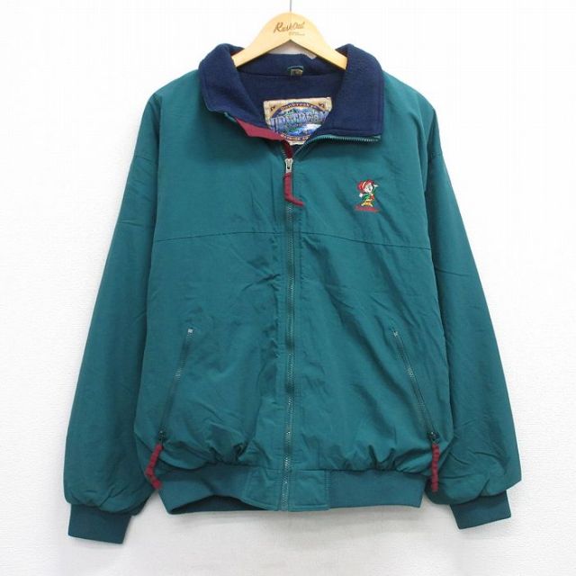 L★古着 Dunbrooke 長袖 ナイロン ジャケット メンズ 90年代 90s UPSTREAM キーブラー 緑 内側フリース【spe】 25nov29