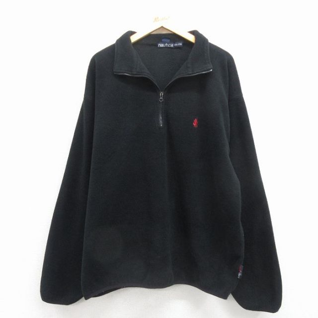 【50%OFF】ノーティカ 90s ハーフジップフリースジャケット ワンポイントロゴ ブラック XL | 古着