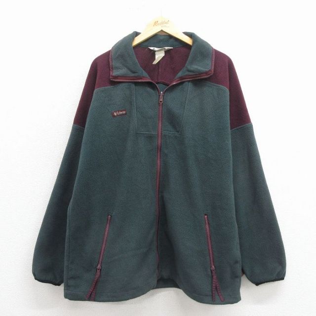 【50%OFF】コロンビア 90s フリースジャケット ワンポイントロゴ グリーン L | 古着
