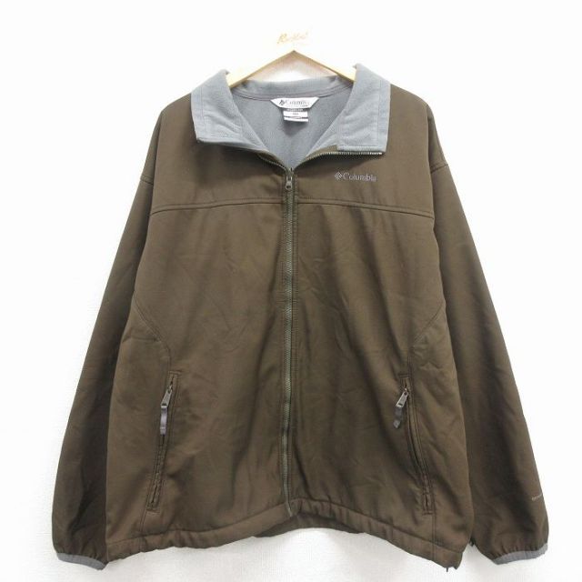 XL★古着 コロンビア 長袖 ジャケット メンズ 00年代 00s ワンポイントロゴ こげ茶 内側フリース 25dec01