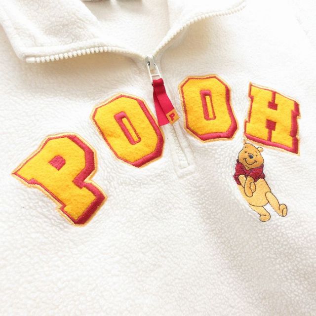 ディズニー☆フリース 古着 ゆるだぼ 90s デカロゴ 刺繍ロゴ 希少 bu9 古着通販 L☆古着 長袖 ハーフジップ フリース ジャケット メンズ