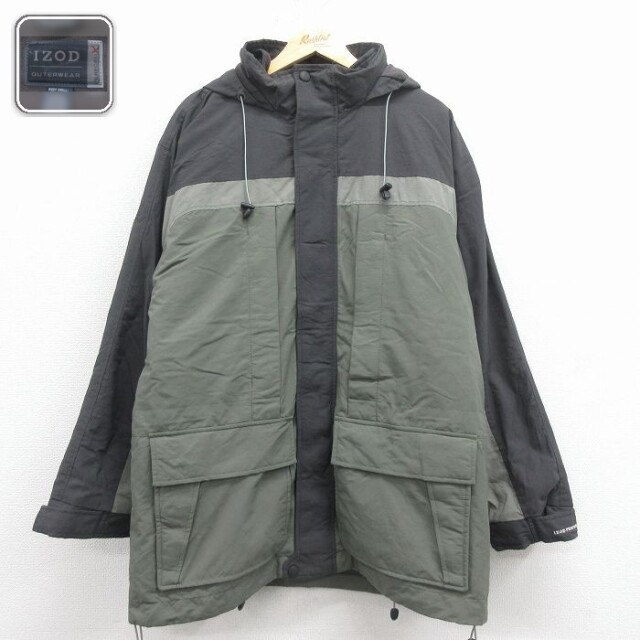 IZOD 長袖ナイロンジャケット マウンテンパーカー グリーン XL | 古着