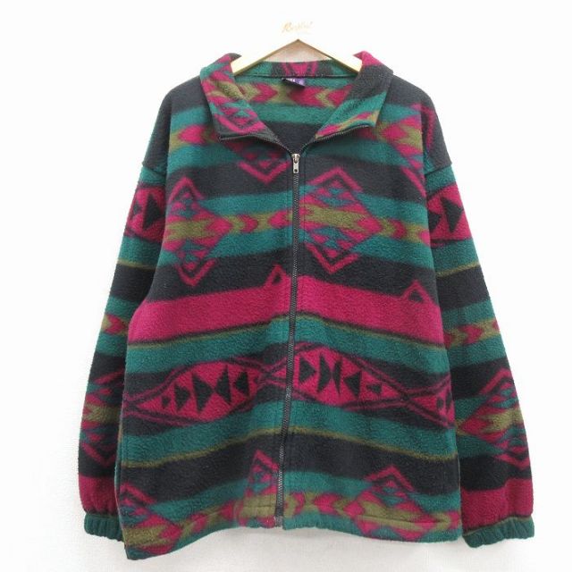 古着通販 XL☆古着 長袖 フリース ジャケット メンズ 90年代 90s