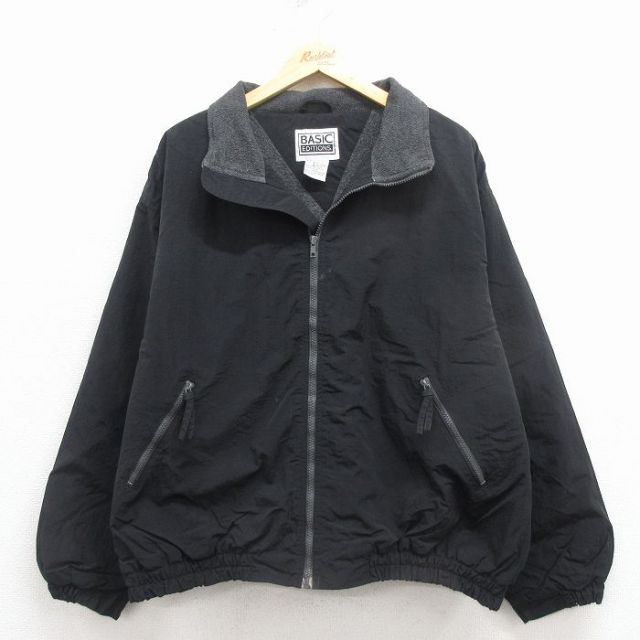 XL★古着 ベーシックエディションズ 長袖 ナイロン ジャケット メンズ 00年代 00s 黒 25dec08