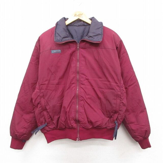 L★古着 コロンビア 長袖 ナイロン ダウン ジャケット メンズ 90年代 90s リバーシブル エンジ【spe】 25dec09
