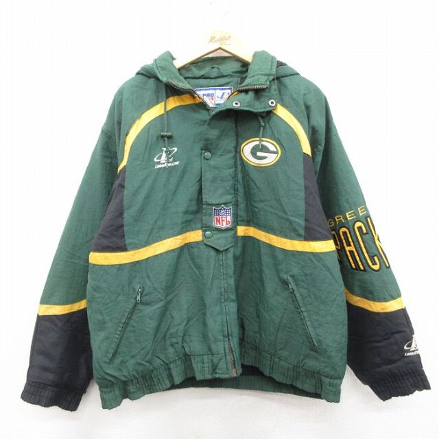 NFLグリーンベイパッカーズvintageナイロンジャケット90s緑グリーン メンズ